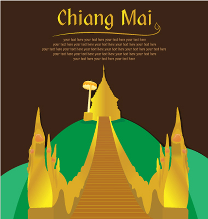 Doi Suthep Chiang Mai, Northern of Thailandのイラスト素材