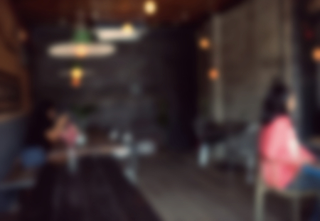 Blur coffee shop - cafe blurred with bokeh background, vintage styleの写真素材