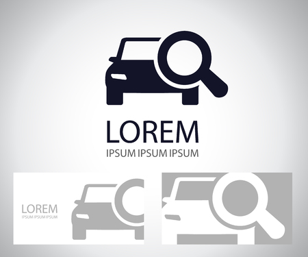 Looking For Car selling icon, magnifying glass search car, logo car deal vector illustrationのイラスト素材