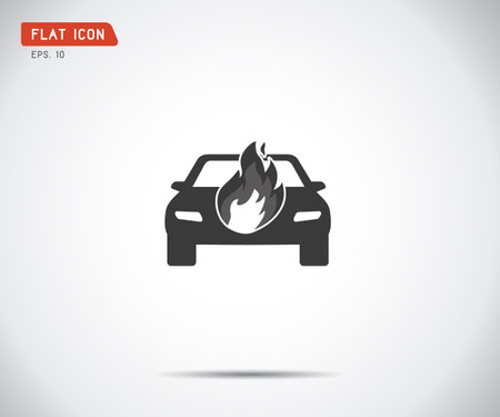 car fired Vehicle insurance Icon. Flat pictograph Icon design, Vector illustrationのイラスト素材