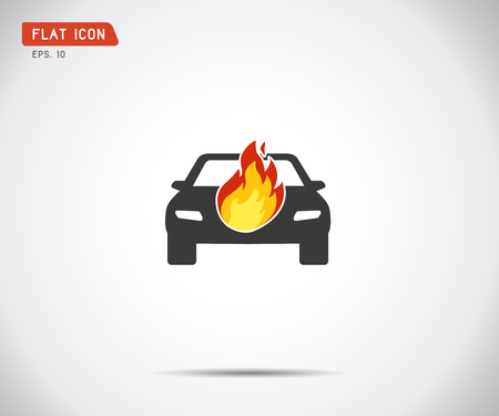car fired Vehicle insurance Icon. Flat pictograph Icon design, Vector illustrationのイラスト素材