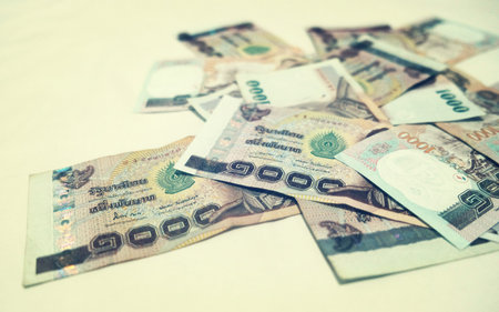 Background with money thai thousand baht bills