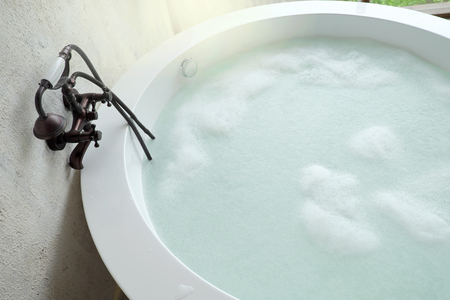 Beautiful luxury vintage bathtub decoration in bathroom interiorの写真素材