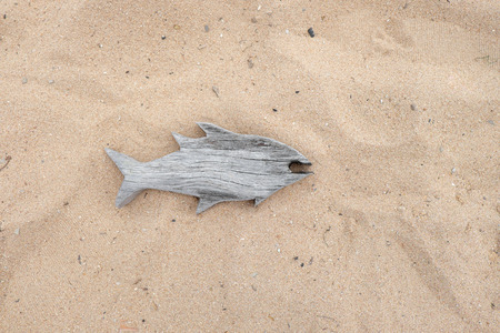 Tropical beach with fish wooden in sand, Concept of summer relaxationの写真素材