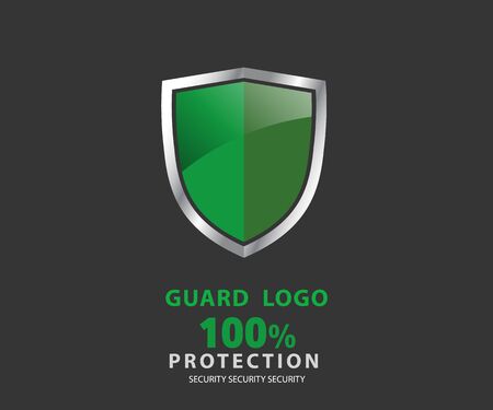 logo security company. vector emerald shield for protection, vector illustrationのイラスト素材