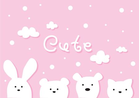 cartoon cute animals, vector illustrationのイラスト素材
