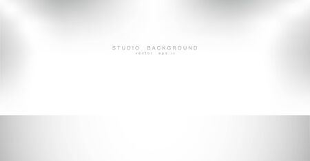 Empty gallery wall with lights for images and advertisement. Studio showcase room background, empty space, can use for display your products. illustration Vector EPS 10のイラスト素材
