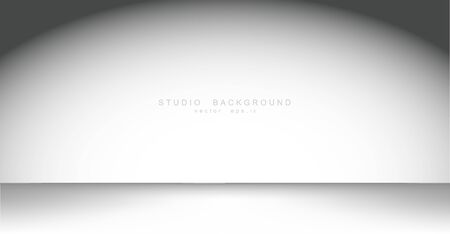 Empty gallery wall with lights for images and advertisement. Studio showcase room background, empty space, can use for display your products. illustration Vector EPS 10のイラスト素材