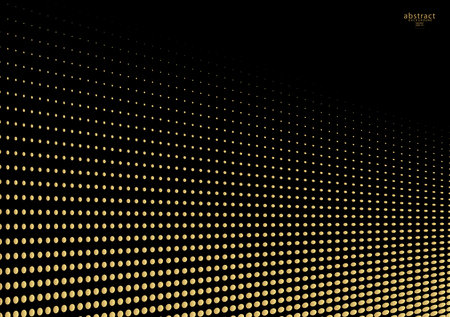 Abstract halftone gold dotted background. Futuristic grunge pattern, dot, wave. Vector modern optical pop art texture for posters, sites, business cards, cover, labels mock-up, vintage layoutのイラスト素材