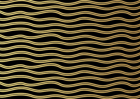 Gold luxurious line pattern with hand drawn lines. Golden wavy striped, Abstract background, vector...