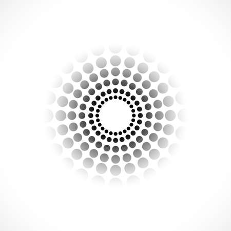 Black abstract vector circle frame halftone dots logo emblem design. Round border Icon using circle dots texture.のイラスト素材
