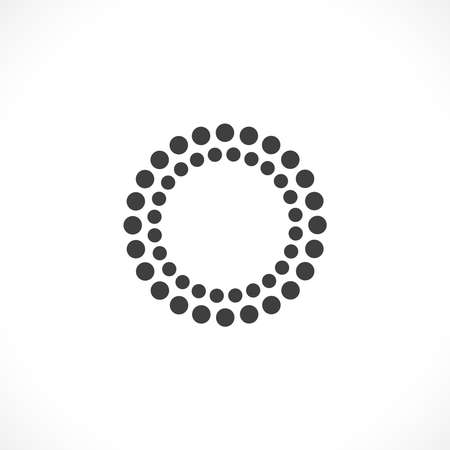 Black abstract vector circle frame halftone dots logo emblem design. Round border Icon using circle dots texture.Vector illustrationのイラスト素材