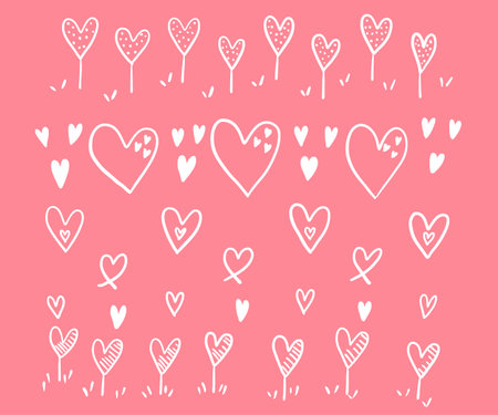 Vector Heart shape frame with brush painting on background - hand drawn design for Valentine's day...