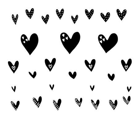 Vector Heart shape frame with brush painting on background - hand drawn design for Valentine's day web icon, symbol, sign, romantic wedding, love cardのイラスト素材