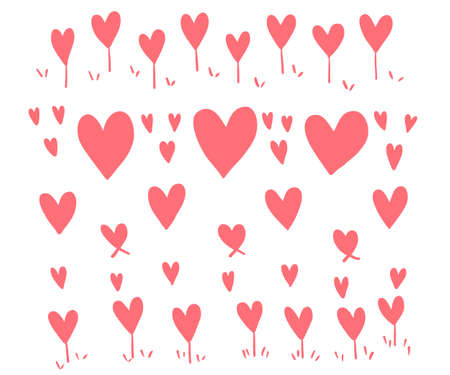 Vector Heart shape frame with brush painting on background - hand drawn design for Valentine's day web icon, symbol, sign, romantic wedding, love cardのイラスト素材