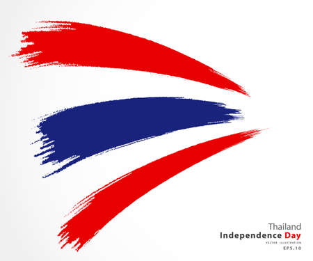 Flag of Thailand. Flag in grungy style. Independence Thai Day. vector EPS Illustration.のイラスト素材