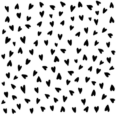 Vector Heart shape frame with brush painting isolated on white background - hand drawn design for Valentine's day web icon, symbol, sign, romantic wedding, love cardのイラスト素材