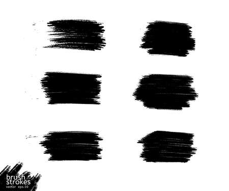 Vector grunge black paint, ink brush stroke, brush. Dirty artistic design element. Abstract black paint ink brush stroke for your design use frame or background for text. set - Vectorのイラスト素材
