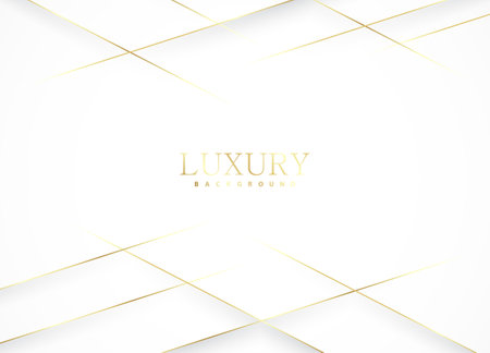 White luxury abstract background with golden lines and shadows. Premium vector illustrationのイラスト素材