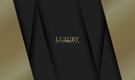 Black abstract premium background with golden lines. Modern luxury concept.  Vector illustrationのイラスト素材