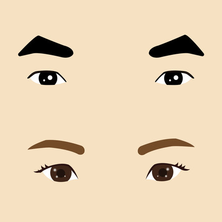 Set of cartoon eyes of male and female characters. Vector illustrationのイラスト素材