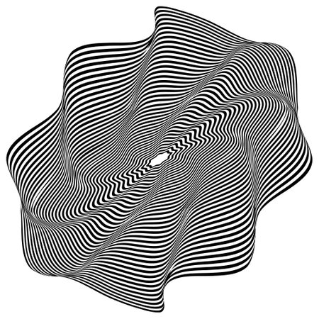 Optical illusions. Abstract striped with monochrome waves background. vector illustrationのイラスト素材