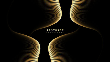 Premium background. Abstract luxury pattern. Gold waved lines background. Abstract gold curve line texture. vector illustration.のイラスト素材