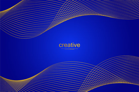 Abstract blue background. Gold wave lines. Curve modern pattern.  Vector illustration EPS 10.のイラスト素材