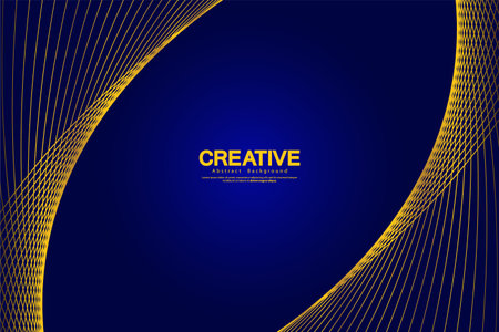 Abstract blue background. Gold wave lines. Curve modern pattern.  Vector illustration EPS 10.のイラスト素材