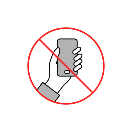 No cell phone sign. Icon no talking and calling. Cell phone prohibitionのイラスト素材