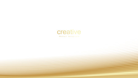 Abstract background with gold line wave. Lauxury style. Tech pattern. Curved wavy line, smooth stripe. Vector illustration.のイラスト素材