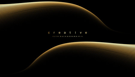 Premium background. Abstract luxury pattern. Gold wave lines background. Abstract gold curve line texture. vector illustration.のイラスト素材