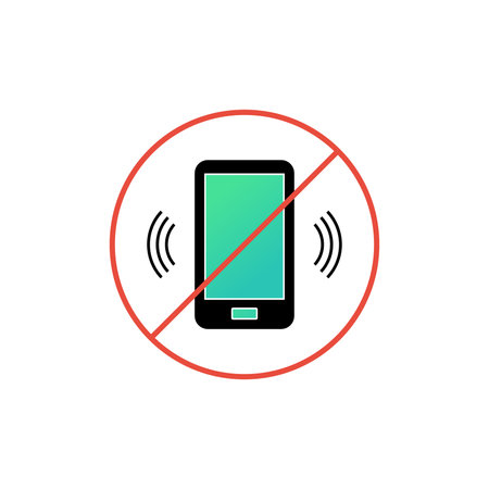 No cell phone sign. Icon no talking and calling. Cell phone prohibitionのイラスト素材