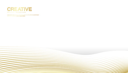 Abstract background with gold line wave. Lauxury style. Tech pattern. Curved wavy line, smooth stripe. Vector illustration.のイラスト素材