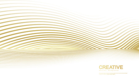 Abstract background with gold line wave. Lauxury style. Tech pattern. Curved wavy line, smooth stripe. Vector illustration.のイラスト素材