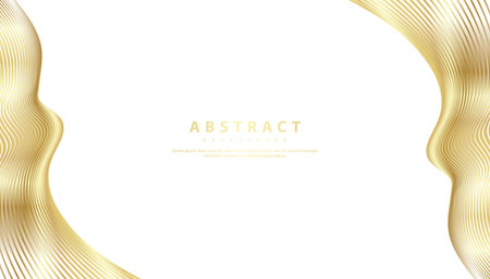 Abstract background with gold line wave. Lauxury style. Tech pattern. Curved wavy line, smooth stripe. Vector illustration.のイラスト素材