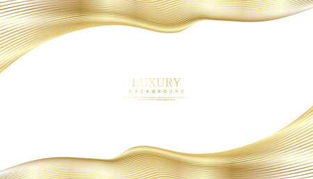 Abstract background with gold line wave. Lauxury style. Tech pattern. Curved wavy line, smooth stripe. Vector illustration.のイラスト素材