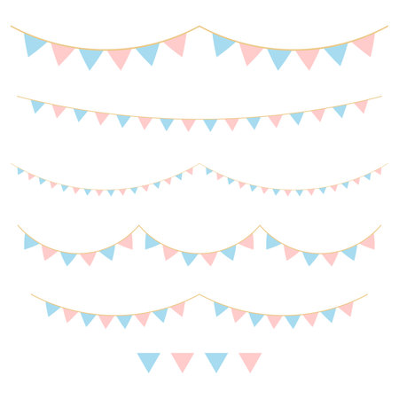 Party colorful flags. Celebration Event, Birthday, Carnival flag garlands.のイラスト素材