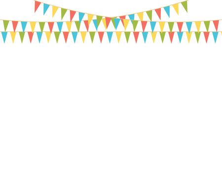 Party Background with Colorful Flags. Celebration Event, Birthday, Carnival flag garlands.のイラスト素材