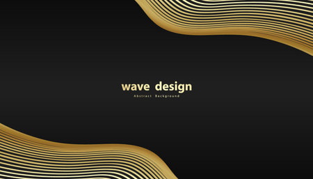 Gold line wave. Abstract gold luxurious background. Curved wavy line, smooth stripe. Vector illustration.のイラスト素材