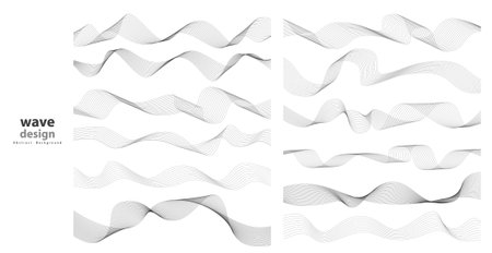 Abstract wavy stripes on a white background isolated. Wave line art, Curved smooth design. Vector illustration EPS 10.のイラスト素材