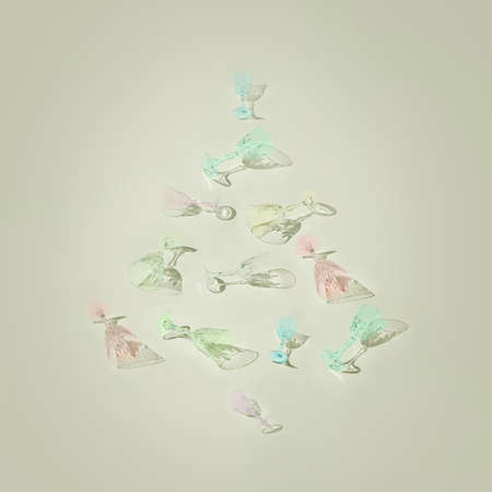 Pattern of red Christmas decorations with one broken on a pastel background. Minimal New Year decoration concept. Creative idea background. 2022の写真素材