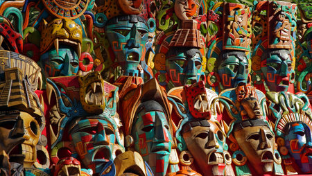 Beautiful wood face mask sold at Chichen Itza in the Yucatan jungle