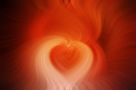 swirl design  fine art bright orange shape of a heart