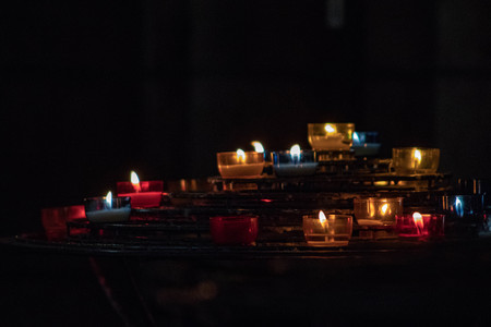 Candles in Notre-Dame Paris, Franceの写真素材