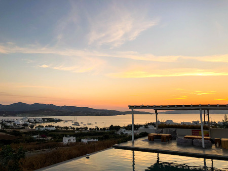 Sunset in Pollonia, Milos, Greeceのeditorial素材