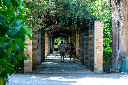 Tourists in Walkway at National Garden, Athens Greeceのeditorial素材