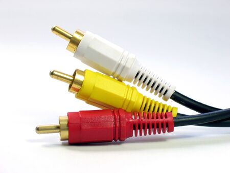 RCA-style A/V cables plugの写真素材