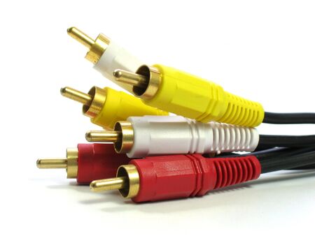 RCA-style A/V cables plugの写真素材