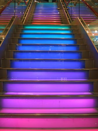Stairs with colorful lightingの写真素材